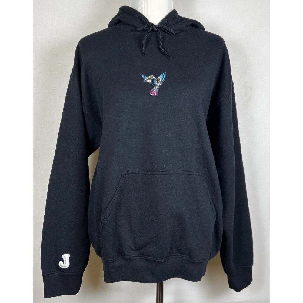Black Women’s Large Hummingbird Long Sleeve Hoodie “J” Letter on Sleeve